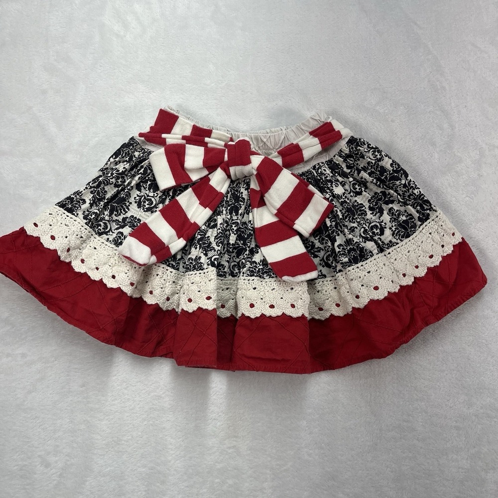 Persnickety Cotton Holiday Skirt Toddler Girls 2 Bow Front or Back Crochet Lace